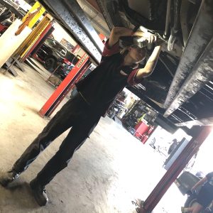 Andrew cutting up exhaust