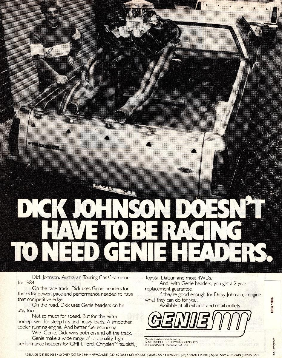 Genie Exhaust Dick Johnson with engine endorses
