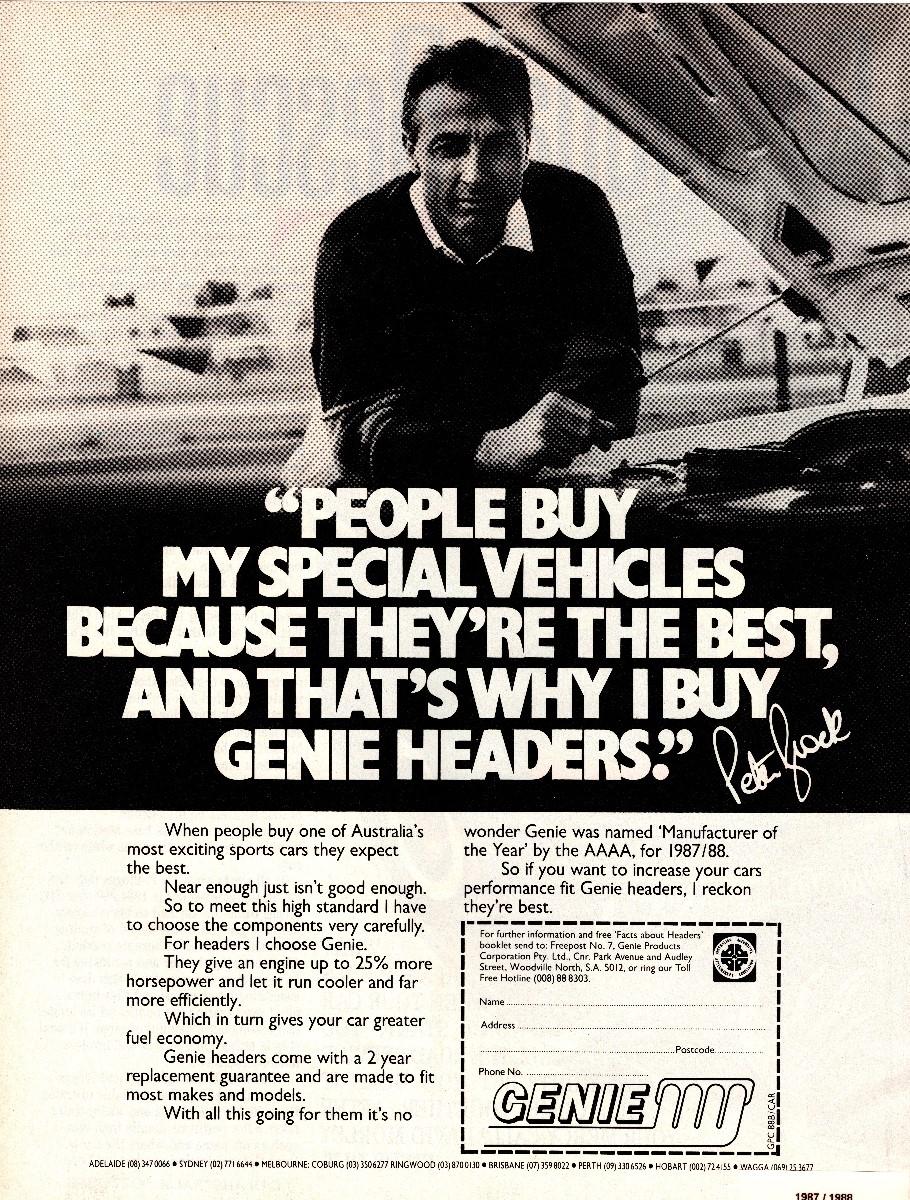 Genie Exhaust Peter Brock endorses