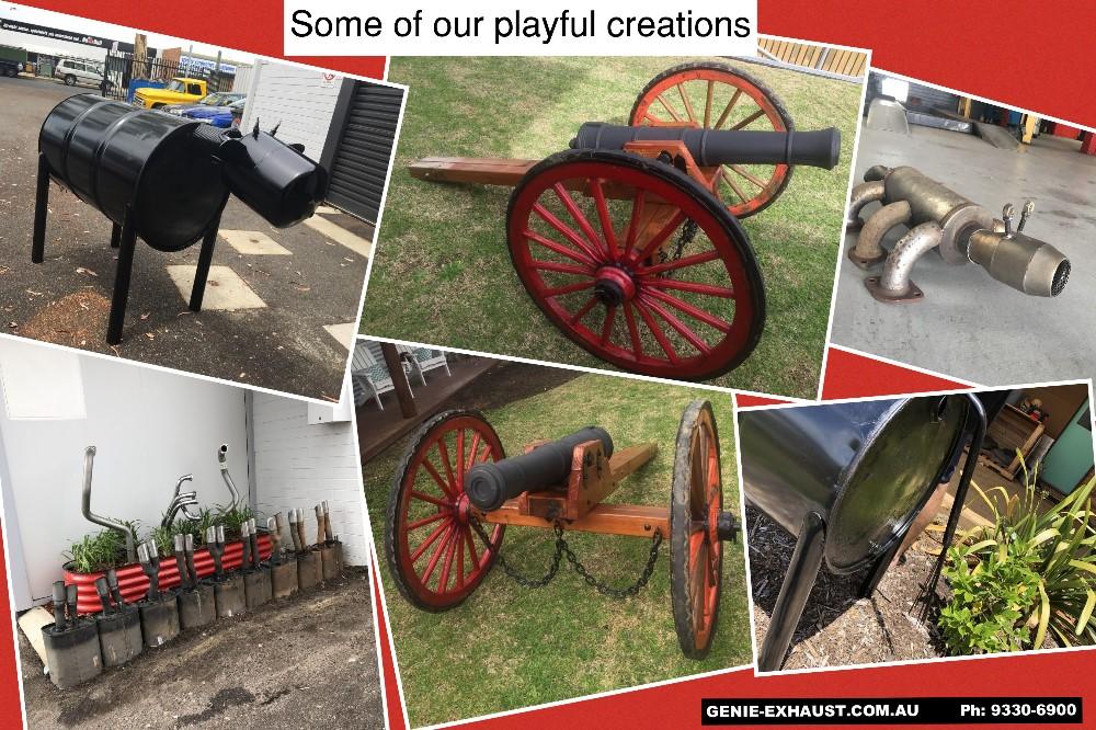 Genie-Exhaust-Garden-Art-Fabrication-Sculpture-Canon-Cow-Drum