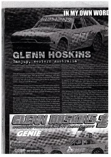 Glenn Hoskins in the media speedway article